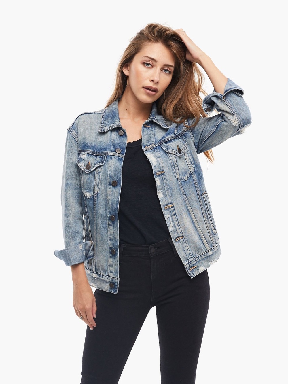 Able Merly Distressed Denim Jacket Small